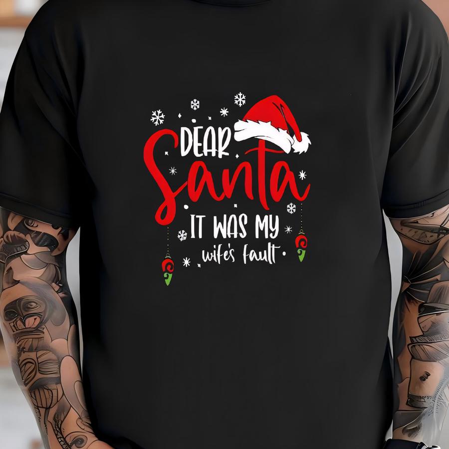 Dear Santa Christmas Family Shirts, Custom Cute Christmas T Shirt, Christmas Group Matching Shirts, Funny Quote Christmas Party Hoodies T-shirt