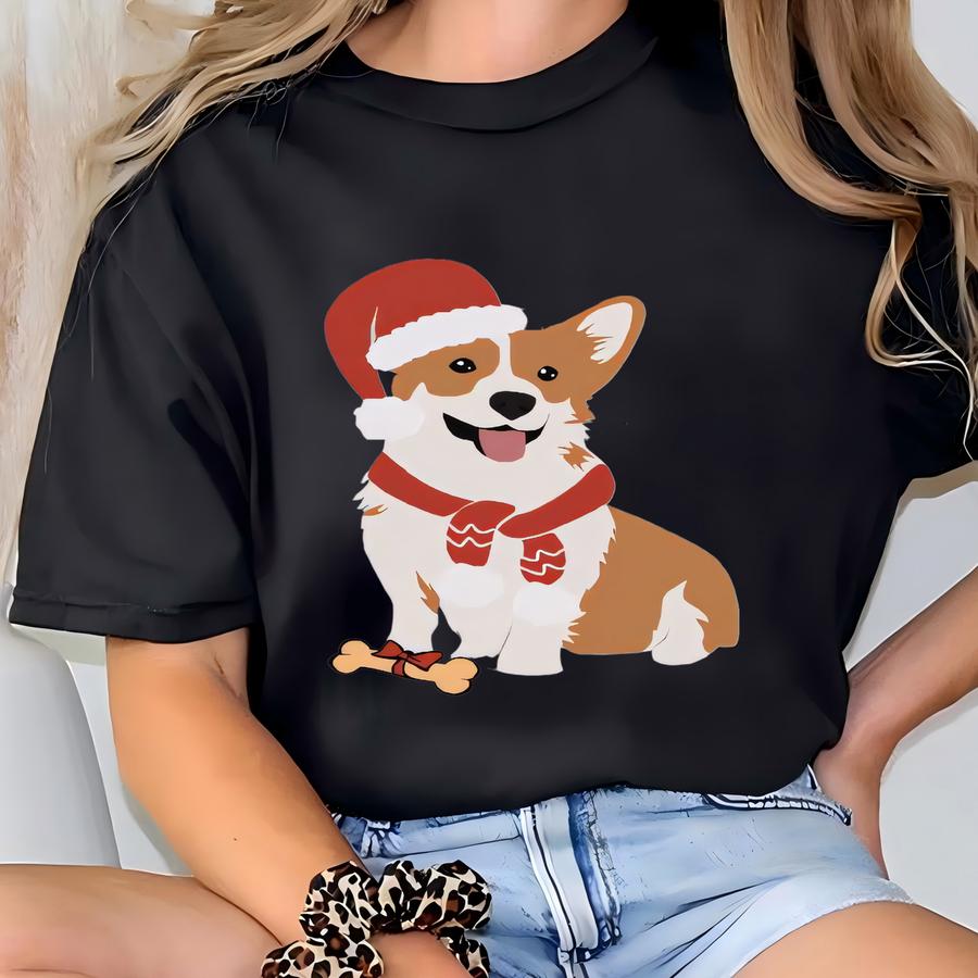 Santa Dog Merry Christmas - Bella Canvas Youth Long Sve Tee -santa Hat, Christmas Scarf, Christmas Dog Bones, Dog Lover, Kid's Christmas T-shirt