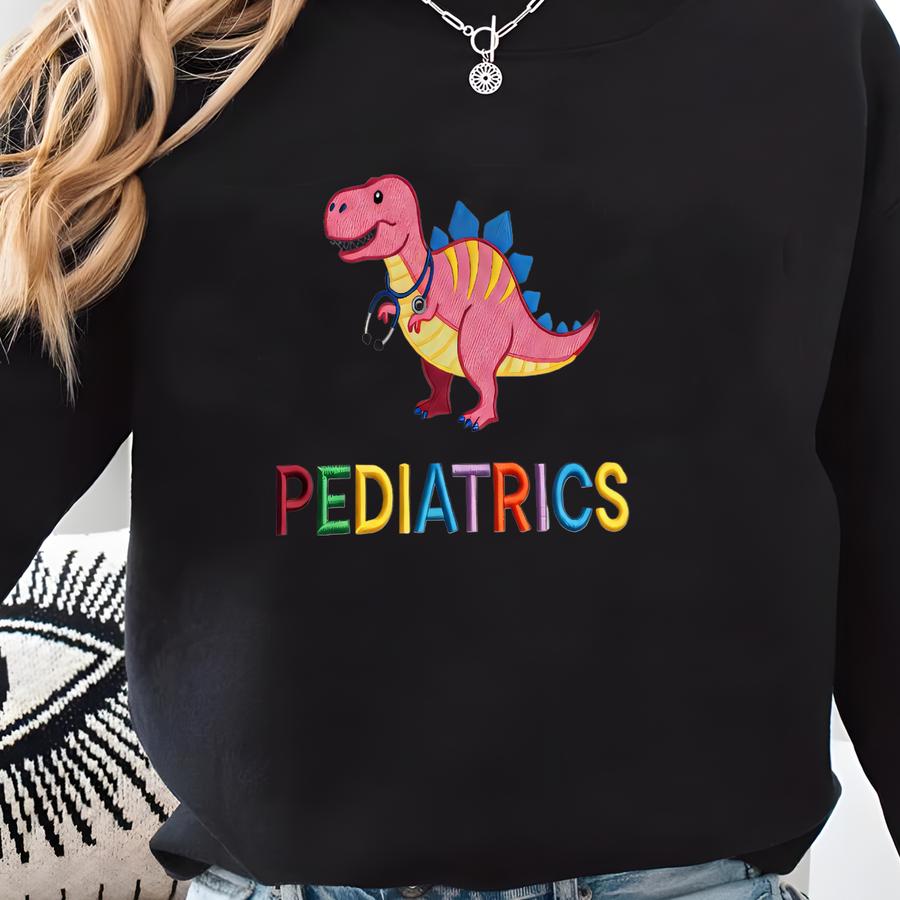 Dinosaur Pediatrics Nurse Sweatshirt: Peds Crewneck Sweatshirt