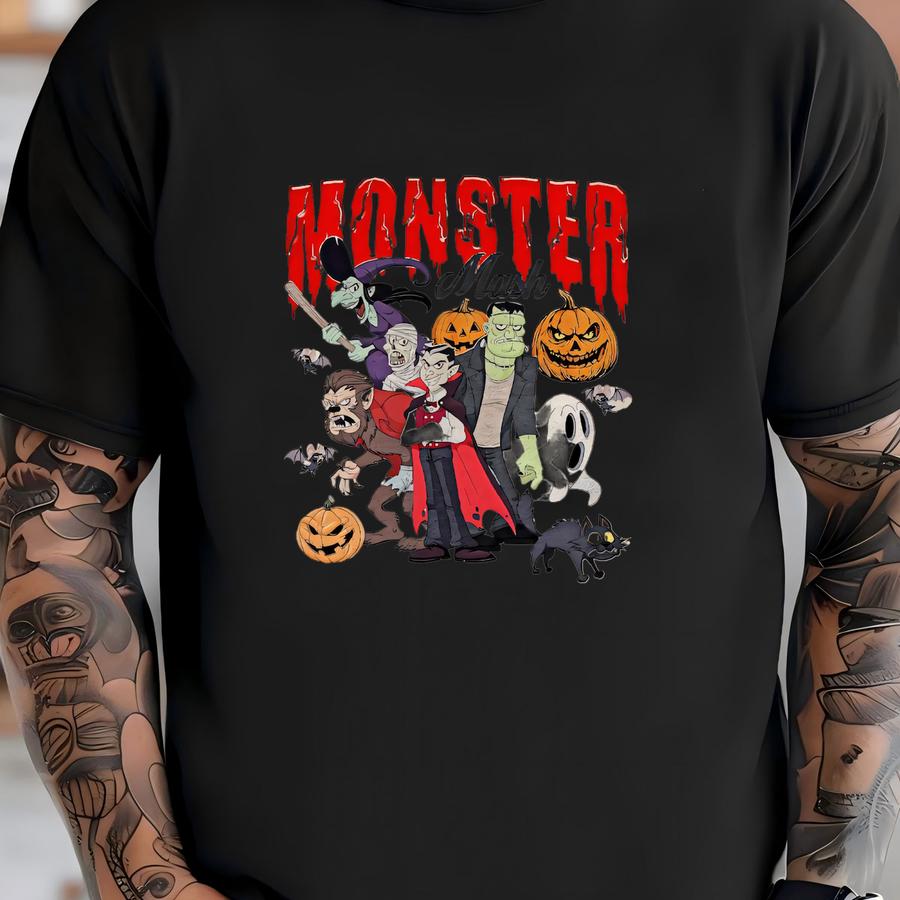 Retro Halloween Monster Mash Graphic Tee: Vintage Horror Shirt T-shirt