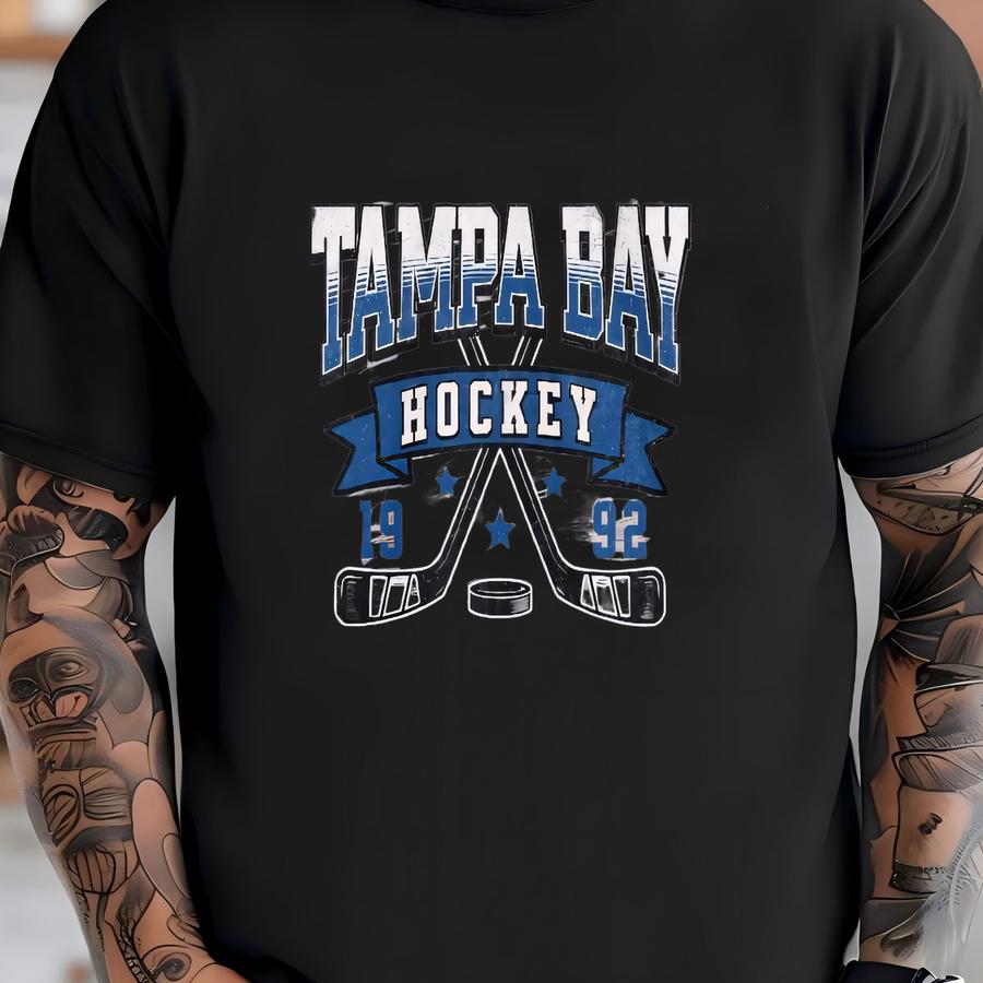 Distressed Vintage Style Tampa Bay Hockey Apparel, Mens Womens Hoodie/crewneck Sweatshirt/ Hoodie, Sports Fan Gift, Game Day Outfit T-shirt