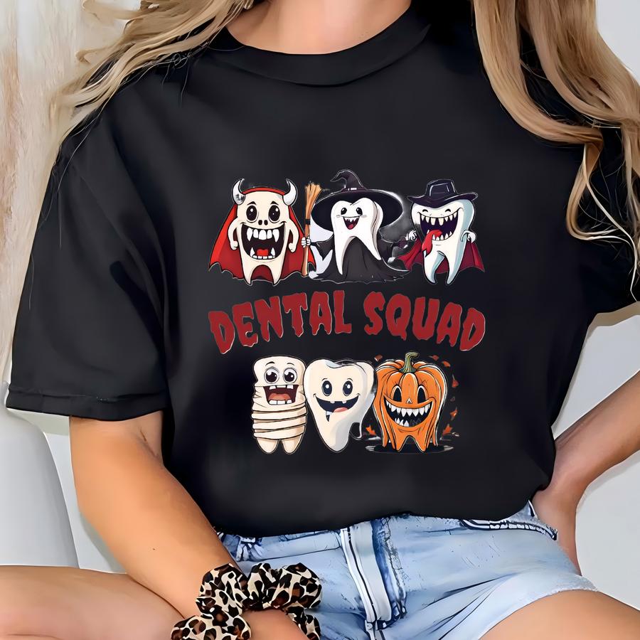 Dental Halloween Shirt, Funny Tooth Dentist Tee, Dental Team Costume Hoodie, Dental Hygienist Gift, Cute Spooky Dentist Shirt T-shirt