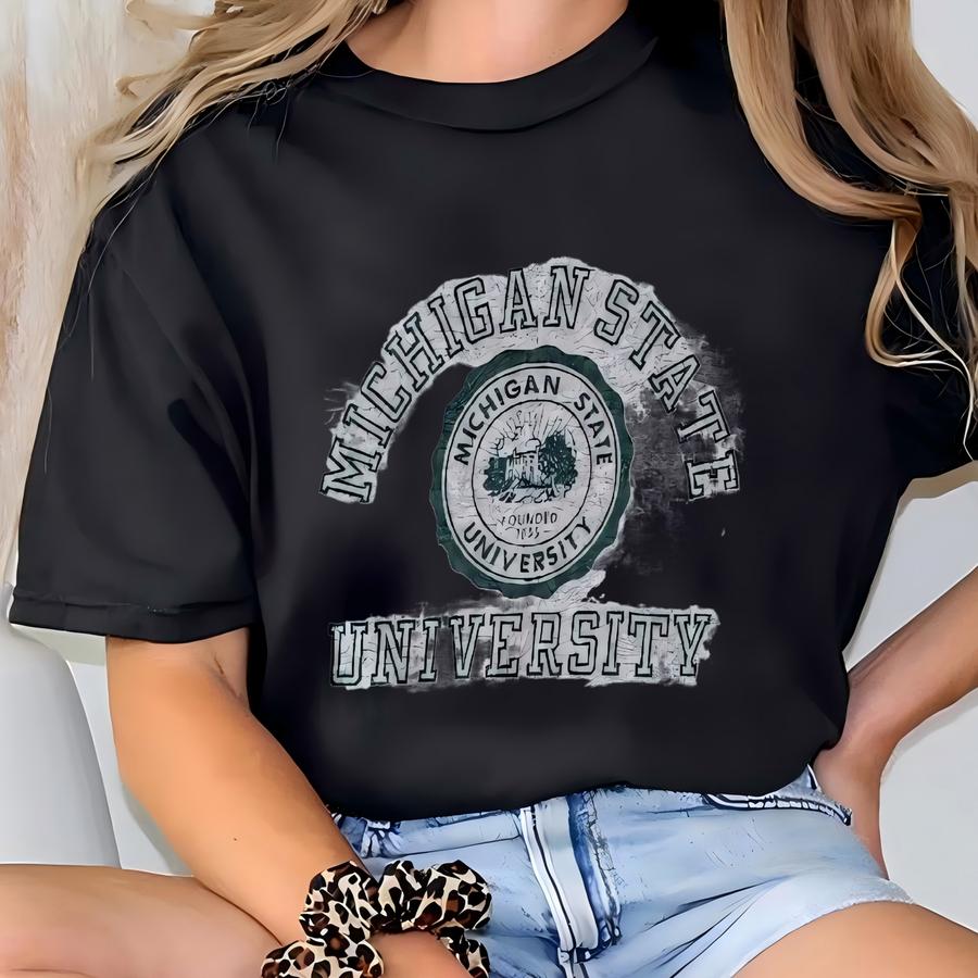 Vtg 80s Michigan State University Crewneck Raglan College Sweatshirt Champion Made In Usa M/l T-shirt