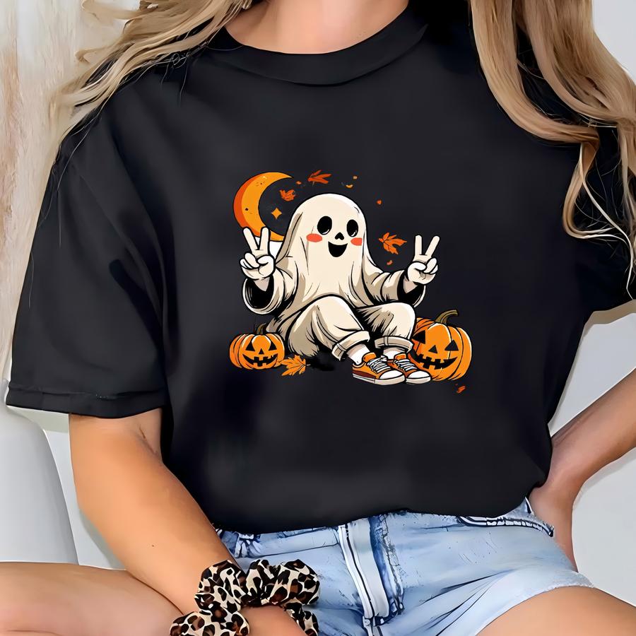 Fall Vibes Ghost Sweatshirt, Pumpkin Season Sweater, Thanksgiving Tshirt, Halloween Shirt, Fall Apparel, Autumn Hoodie, Thanksgiving Gifts T-shirt