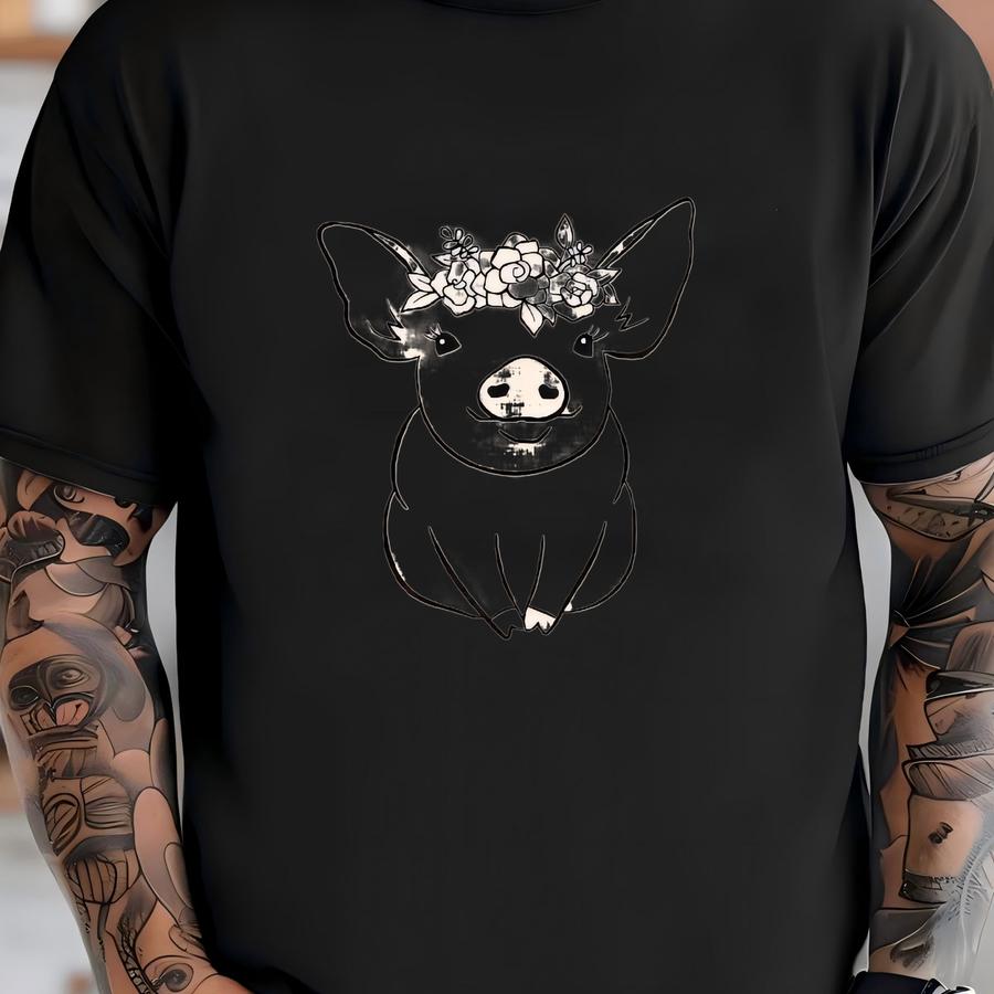 Floral Pig Sweatshirt, Cute Farm Animal Sweatshirt, Country Farm Crewneck, Pig Lover Sweatshirt, Farm Animal Lover Top, Farmhouse Pig Top T-shirt