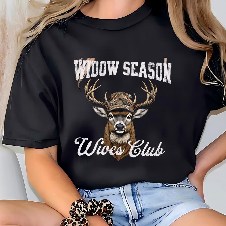 Funny Hunting Season Wife Shirt: White Tails Widow Club Tee T-shirt