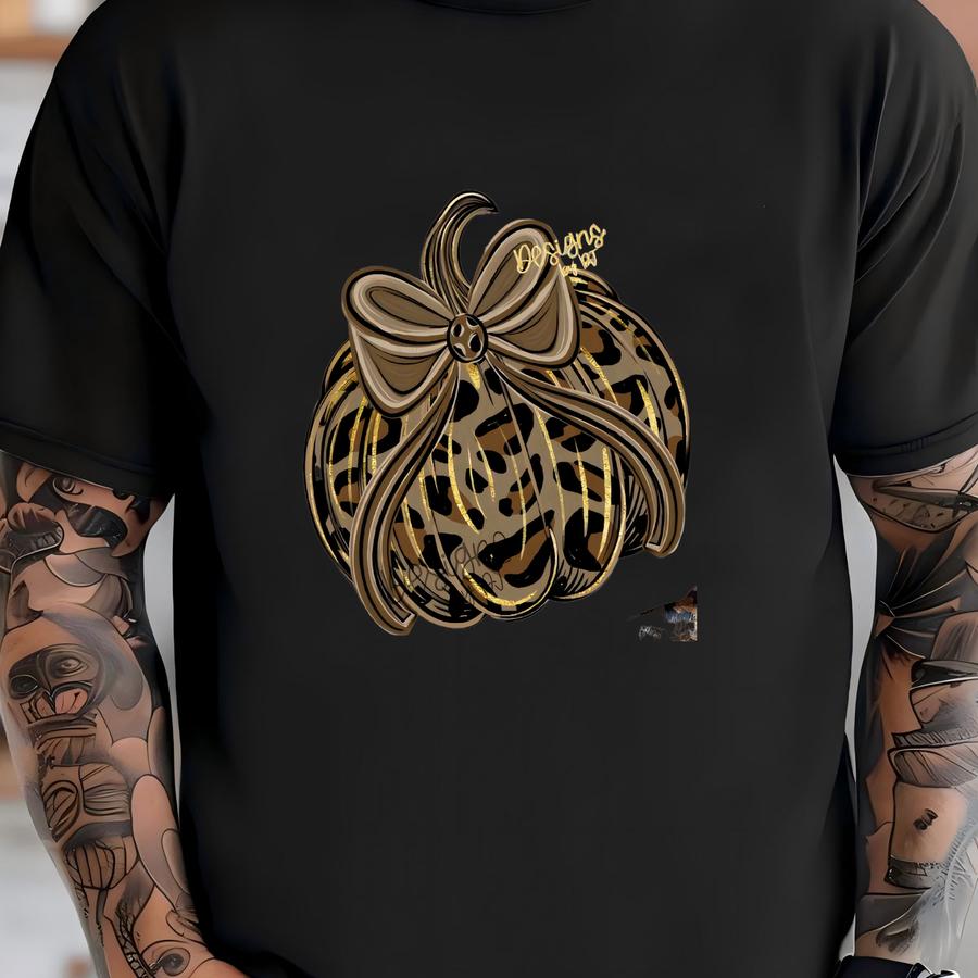 Cheetah Paintsmear Stacked Pumpkin Png, Fall, Thankful, , Grandmillennial, Hand Drawn, Turkey Day, Halloween, Spooky, Autumn T-shirt