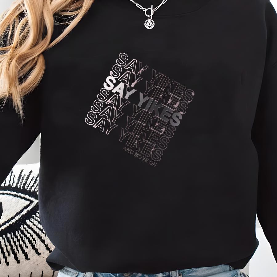 Say Yikes 40oz Tumbler, 1 Side Laser Engraved Water Bottle, Travel Tumblers, Spooky Season Witchy Drinkware, Halloween Skull Skeleton Sweatshirt