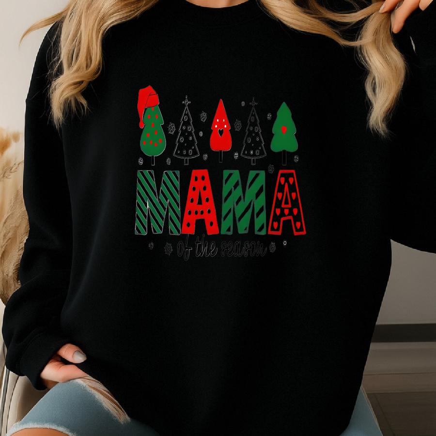 Festive Mama Christmas T-shirt: Soft Ring-spun Cotton Holiday Tee Sweatshirt