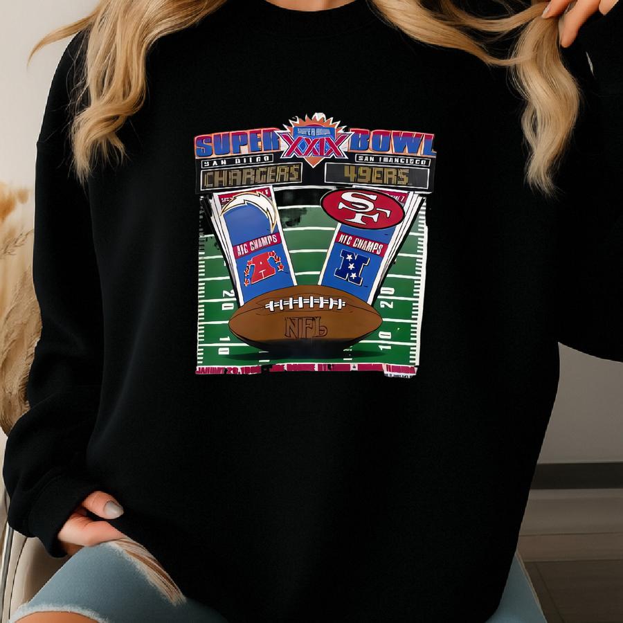 Vintage 90s San Diego Chargers Sweatshirt San Francisco 49ers Crewneck Pullover Sportswear San Francisco 49ers Print Logo Grey Large Sweatshirt