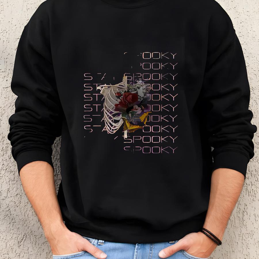 Stay Spooky Sweatshirt, Halloween Crewneck Jumper, Front And Back Design, Unisex Pullover, Gothic Apparel, Fall Sweatshirt Sweatshirt