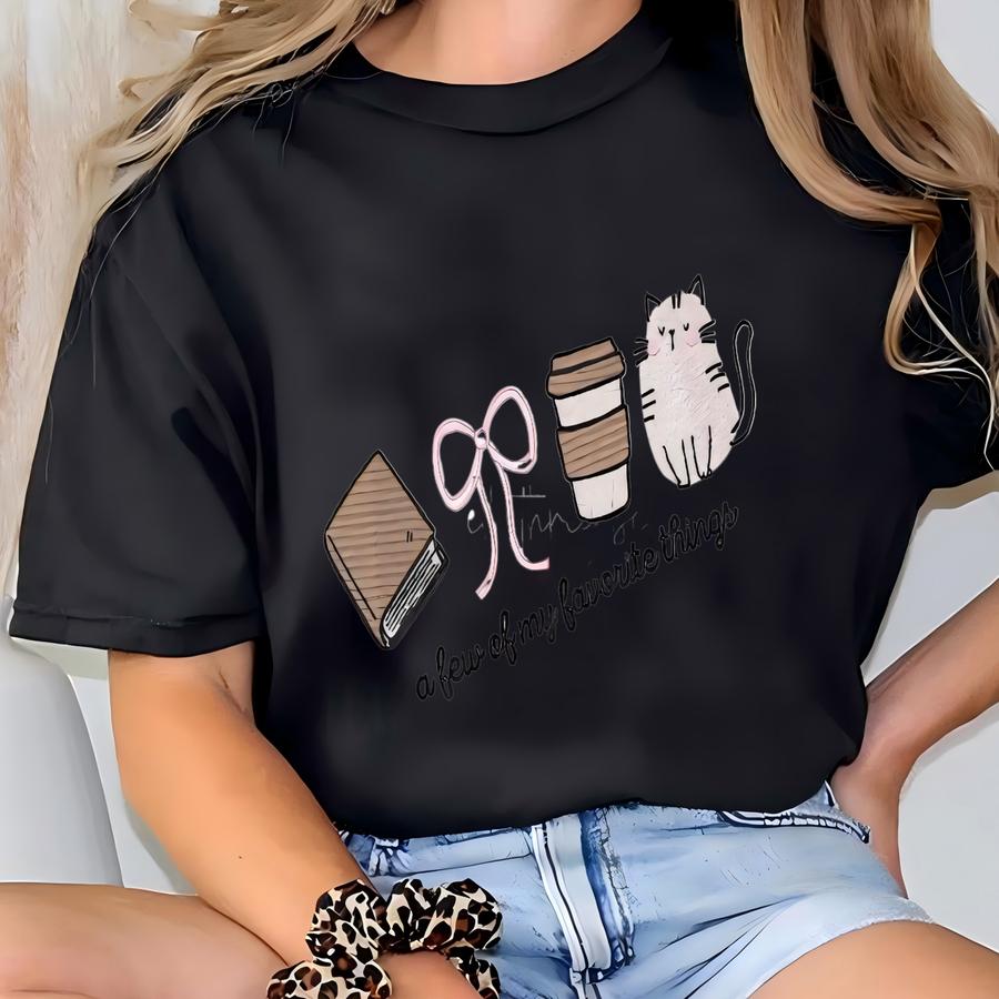 Favorite Things Sweatshirt, Book Lover, Coffee Lover, Cat Lover, Reading Sweatshirt, Books And Coffee, Book Club T-shirt