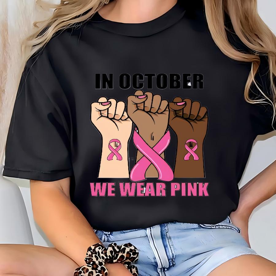 Customizable Breast Cancer Awareness Hat: Pink Ribbon Support  T-shirt