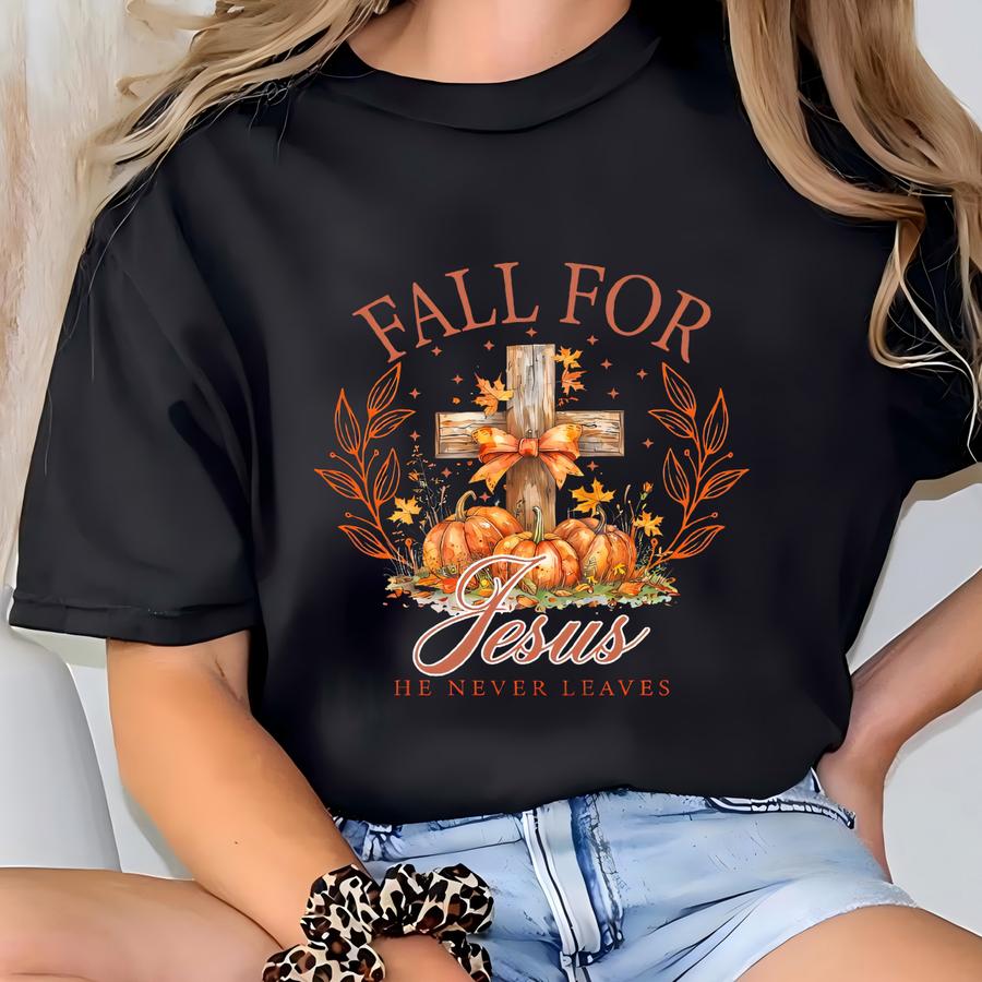 Fall For Jesus Sweatshirt: Unisex Christian Crewneck T-shirt