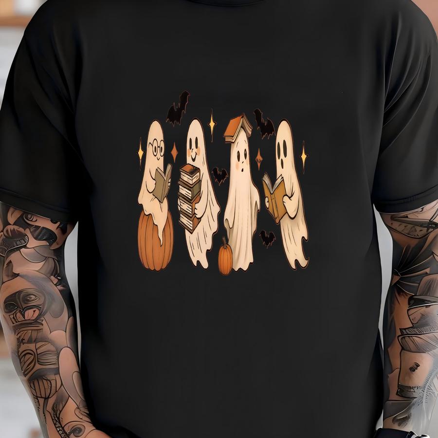 Ghost Reading Books Sweatshirt: Bookish Halloween Outfit T-shirt