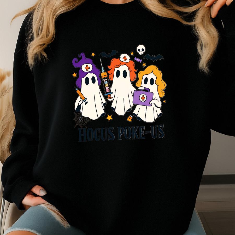 Hocus Poke-us Nurse Sweatshirt: Spooky Halloween Er Crew Shirt Sweatshirt