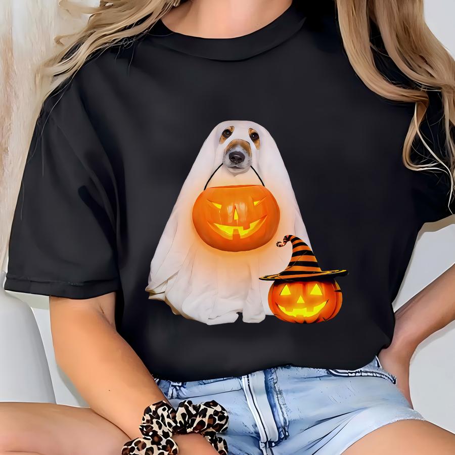 Ghost Puppy Shirt, Vintage Halloween Dog Graphic Shirt, Funny Meme Cringe Shirt, Dog Halloween Shirt, Spooky Season Dog Tee T-shirt