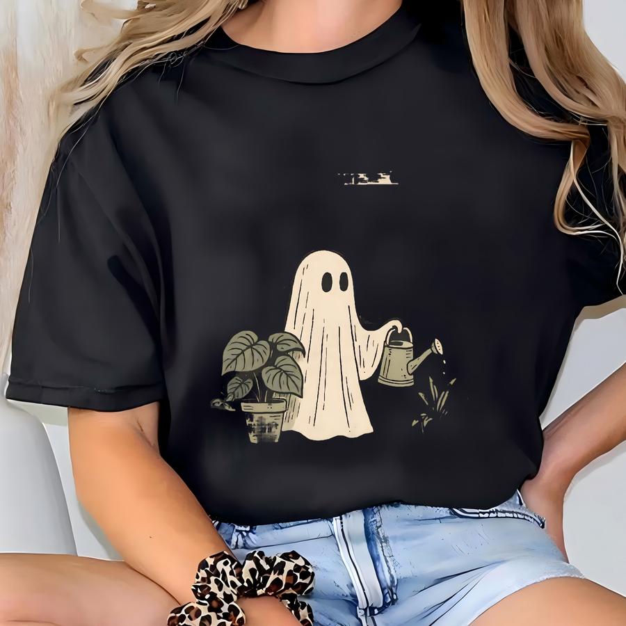 Funny Plant Ghost Sweatshirt, Halloween Plant Lady Shirt, Plant Lover Gift, Ghost Crewneck Sweatshirt, Spooky Gardener Shirt T-shirt