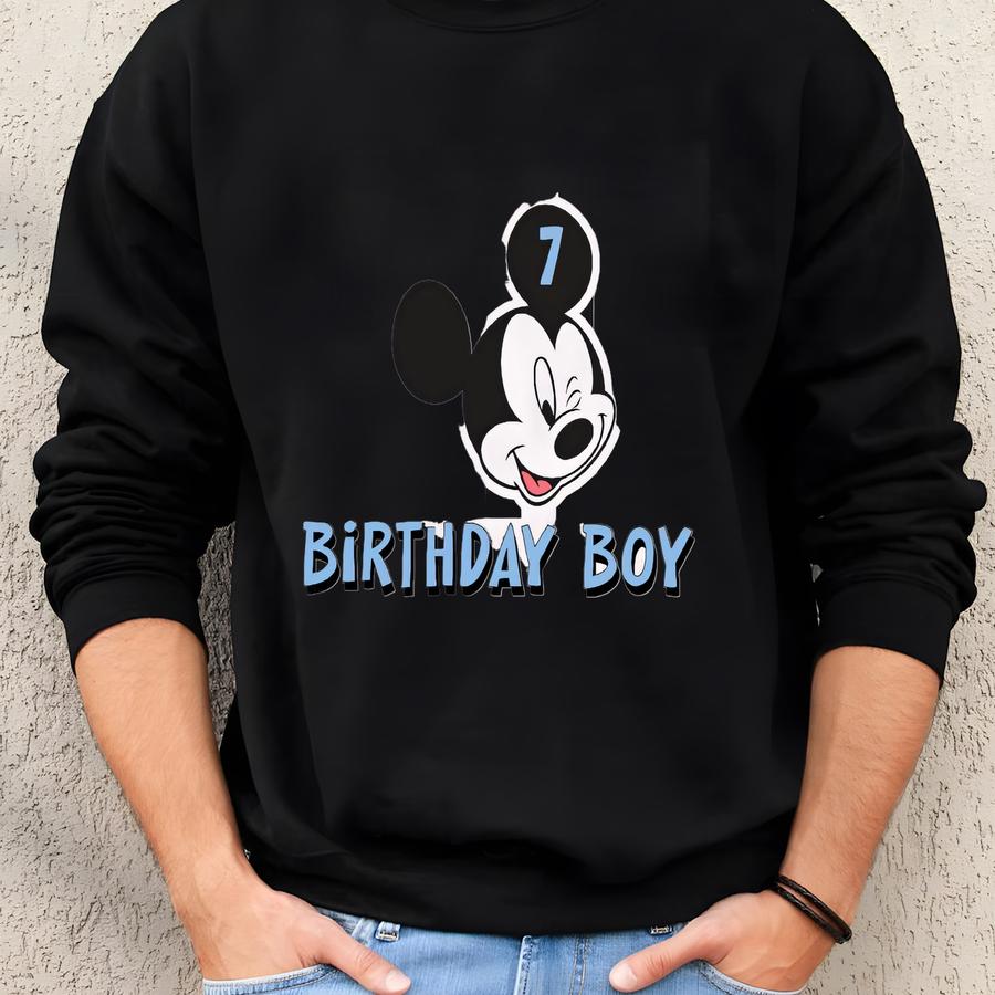 Custom Birthday Boy Classic Checker Winking Mouse Shirt,any Age Kids Birthday Shirt,land World Birthday Boy Shirt Sweatshirt