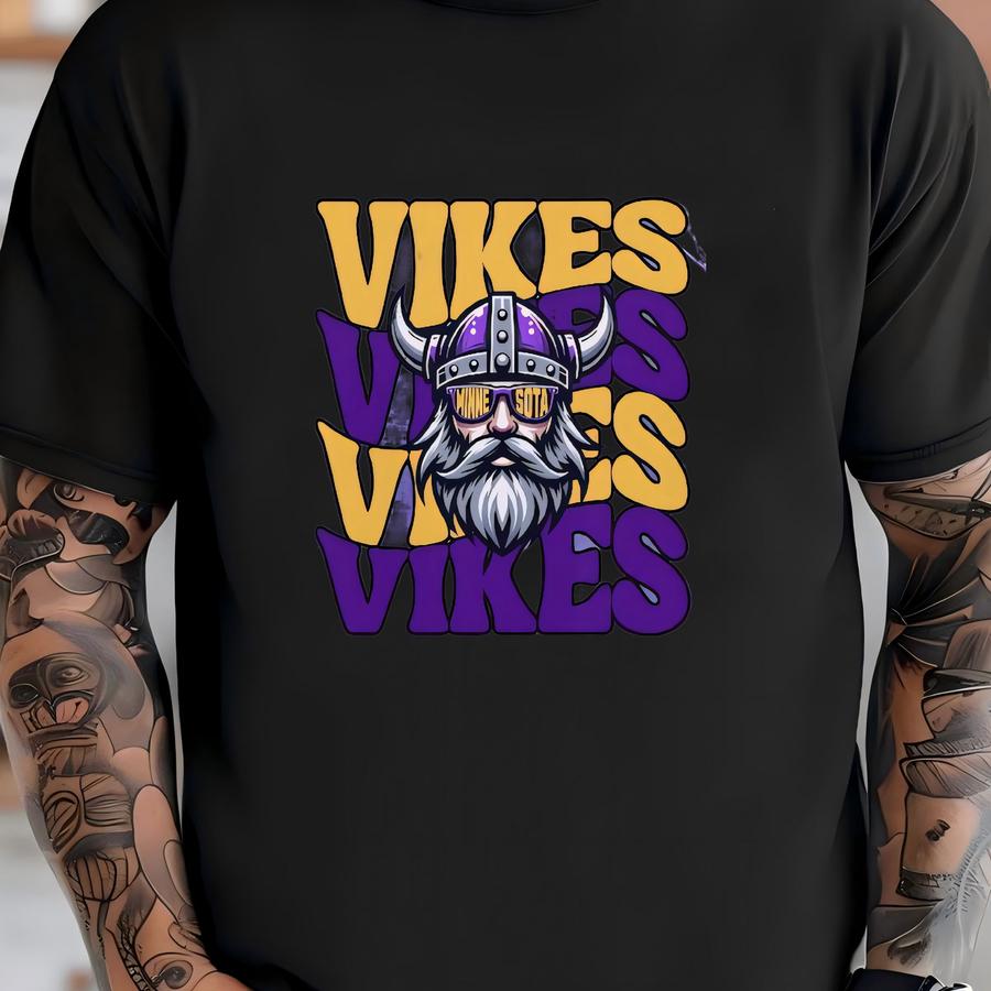 Minnesota Football Apparel, Mens Womens Tee, Crewneck Sweatshirt, Gift For Sports Fan, Game Day Outfit, Vikes Echo Two Tone T-shirt