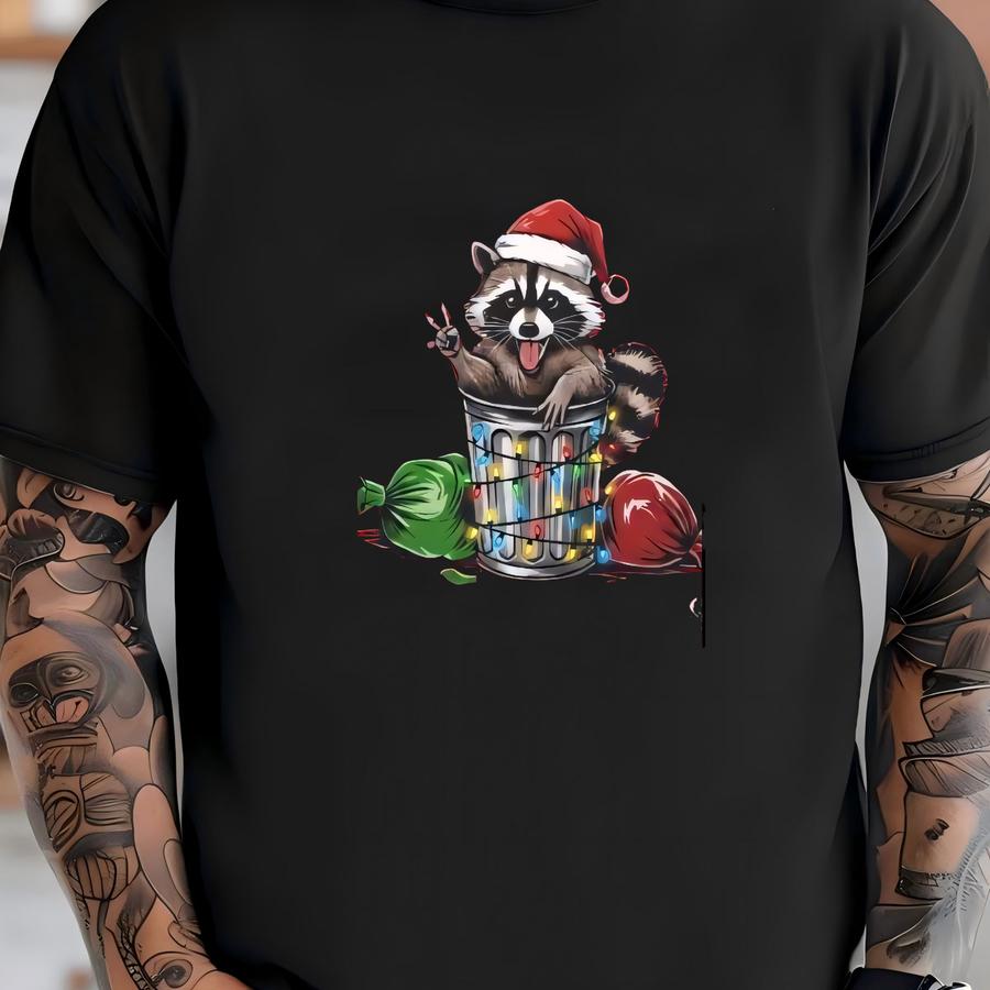 Christmas Sweatshirt Cozy Holiday Ugly Sweater Crewneck Sweatshirt Funny Christmas Apparel Gift For Raccoon Lovers T-shirt