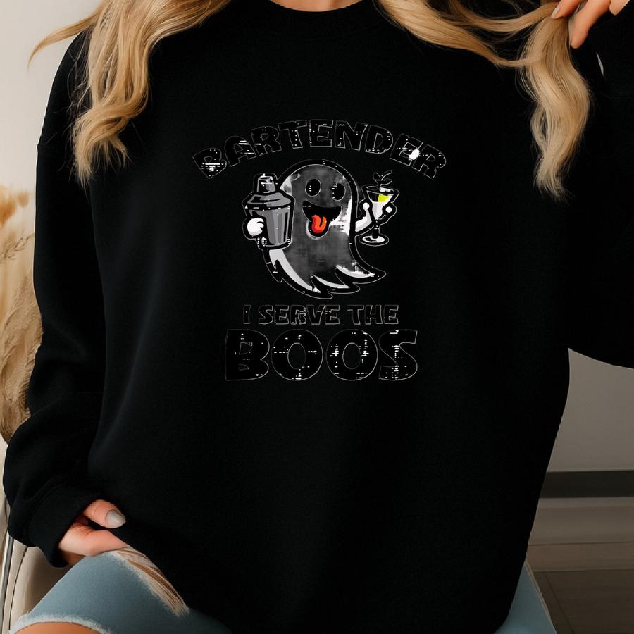 I Serve Boos Shirt, I'm Here For The Boos Shirt, Funny Bartender Shirt, Funny Halloween Shirt, Retro Shirt, Vintage Shirt, Bartender Gift, Sweatshirt