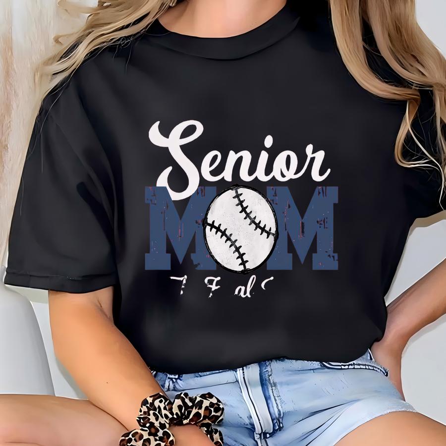 Custom Png / Svg File Senior Baseball Mom Last High School Baseball Season Softball Mama Custom Player Name And Number Custom Team Color T-shirt