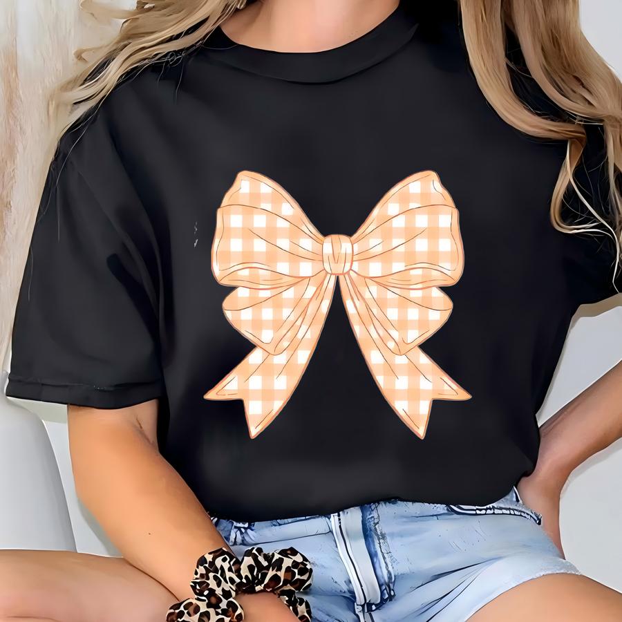 Checkered Bow Fall Thanksgiving Hoodie T-shirt