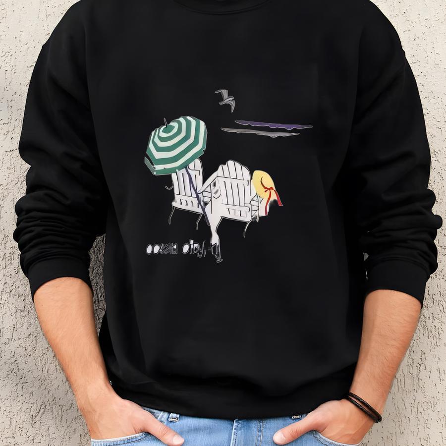 Vintage Ocean City White Sweatshirt Large Ocean City Beach New Jersey Y Sweater Souvenir Crewneck Ocean City Pullover Jumper Size L Sweatshirt