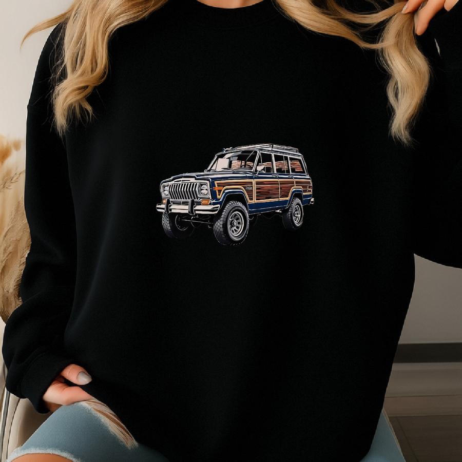 Grand Wagoneer Sticker: American Flag Suv Decal - Vintage 4x4 Design Sweatshirt