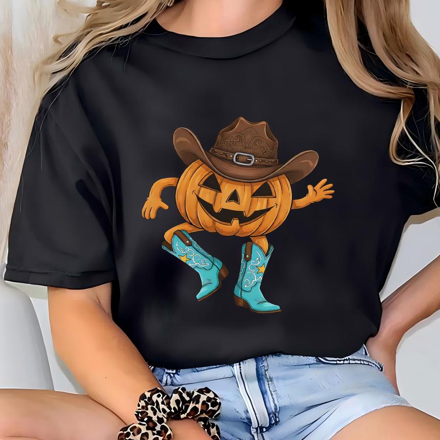 Dancing Pumpkin Cowboy Halloween Sweatshirt, Western Spooky Season Shirt T-shirt