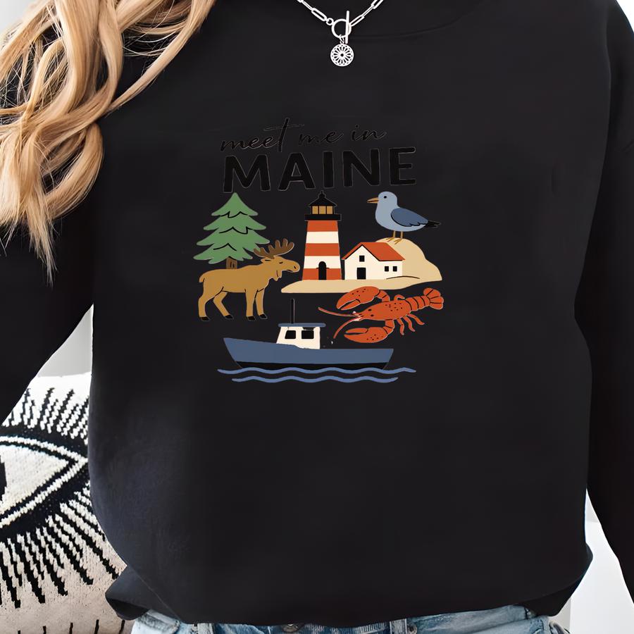 Maine Sweatshirt, Unisex Crewneck, Long Distance, Moving Gift, Maine Shirt, Retro State Crewneck, Jumper Gift For Moving, New Job Sweatshirt