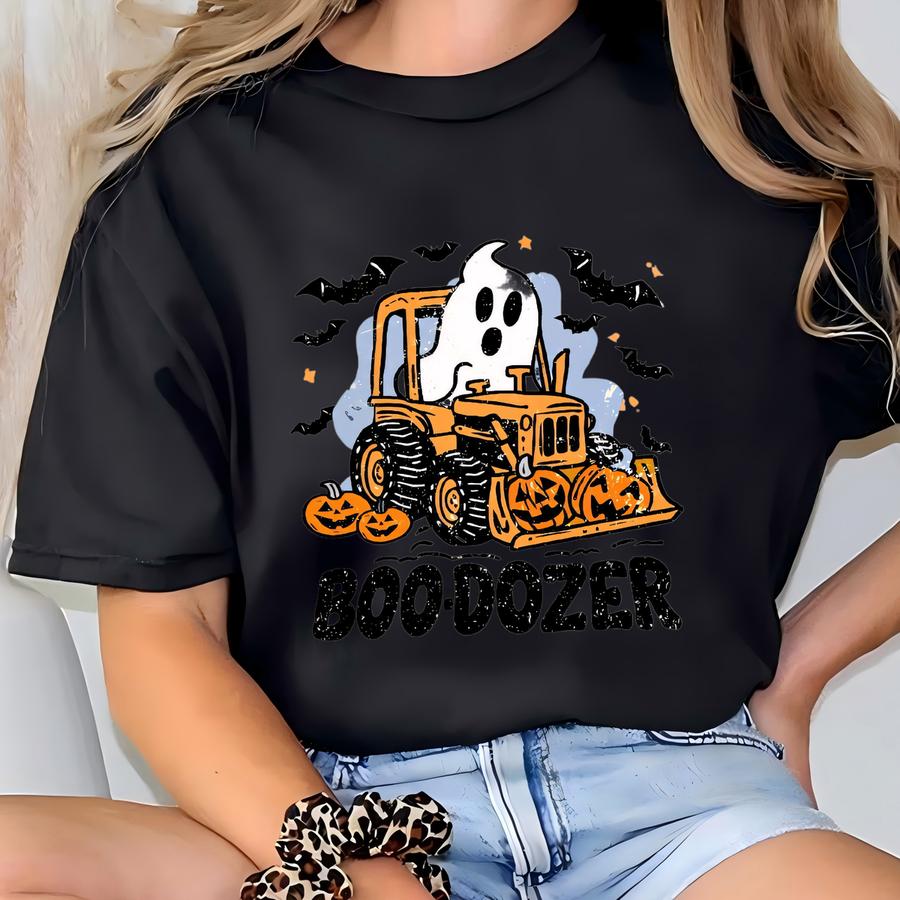 Funny Halloween Construction T Shirt, Boo-dozer Toddler Graphic Tee, Cute Bulldozer Halloween Shirt For Boys, Boy Halloween Shirt Gift T-shirt