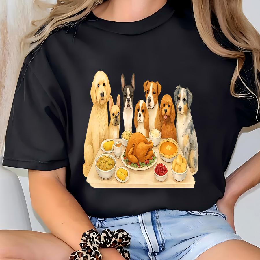 Thanksgiving Dinner Dogs Sweatshirt, Family Thanksgiving Sweatshirt, Thanksgiving Dogs Shirt, Fall Sweatshirt, Thankful Dog Mom Shirt T-shirt
