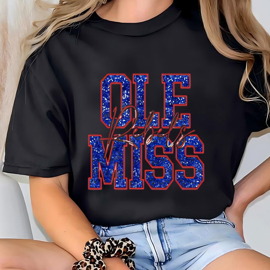 Ole Miss Rebels Shirt: Glitter Game Day Tee, University Of Mississippi T-shirt