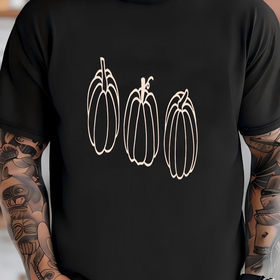 Pumpkin ® Long Sve Shirt, Pumpkin Outline Shirt, Simple Fall Tee,pumpkin Cozy Fall Shirt ,minimal Fall Long Sve Hoodie T-shirt