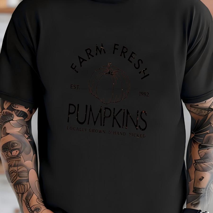 ® Cute Farm Fresh Pumpkins Hoodie, Cute Pumpkin Patch Shirt, Girly Halloween Gift, Fall Women Gift T-shirt