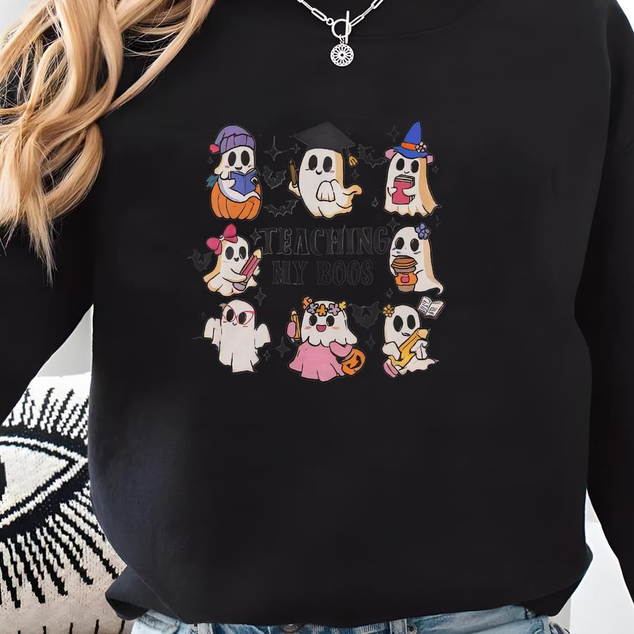 Teaching My Boos Teacher Shirt, Halloween Classroom Design, Cute Fall Tee, Spook-tacular Ghost T-shirt, Teacher Life Apparel, School Staff Sweatshirt Teaching My Boos Teacher Shirt, Halloween Classroom Design, Cute Fall Tee, Spook-tacular Ghost T-shirt, Teacher Life Apparel, School Staff Sweatshirt