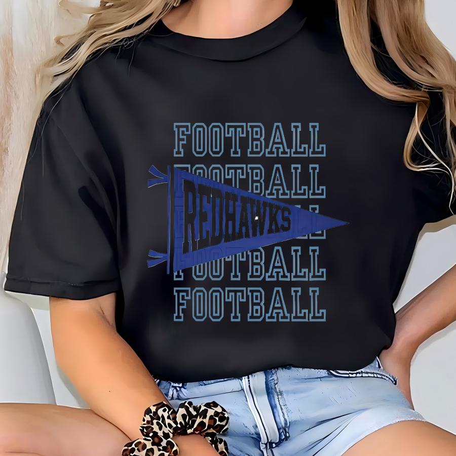 Custom Pennant Mascot Football Shirt Watercolor Pennant Tee Personalized Mascot Tshirt Football Season Hoodie Touchdown Tee T-shirt