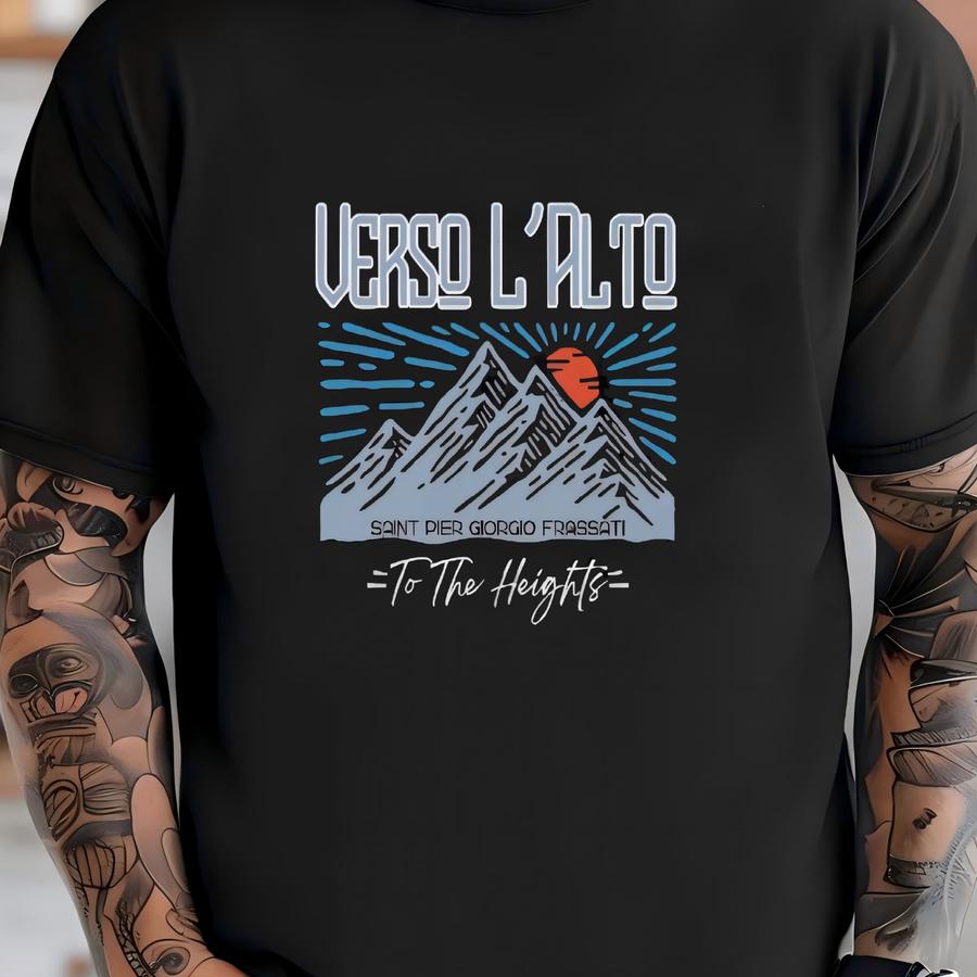 Saint Pier Giorgio Frassati Youth Hoodie: Verso L’alto Catholic Kids Tee T-shirt