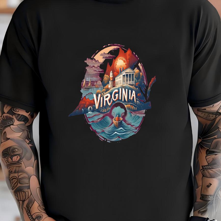 Virginia State Sweatshirt, Virginia Souvenir, Virginia State Map Hoodie, Virginia Trip Gift, Retro State Hoodie, Virginia View Shirt T-shirt