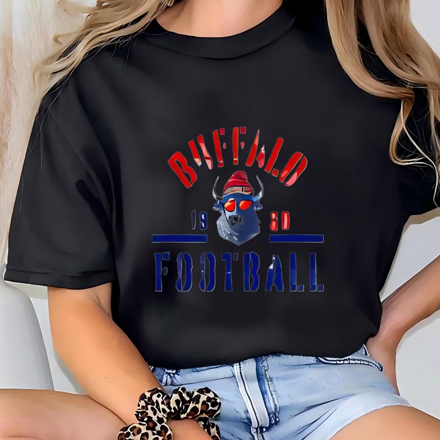 Buffalo Football Shirt Double Sided Mascot Design, Bills Themed Football Apparel, Buffalo Shirt, Mascot Football Apparel, Buffalo Decor T-shirt