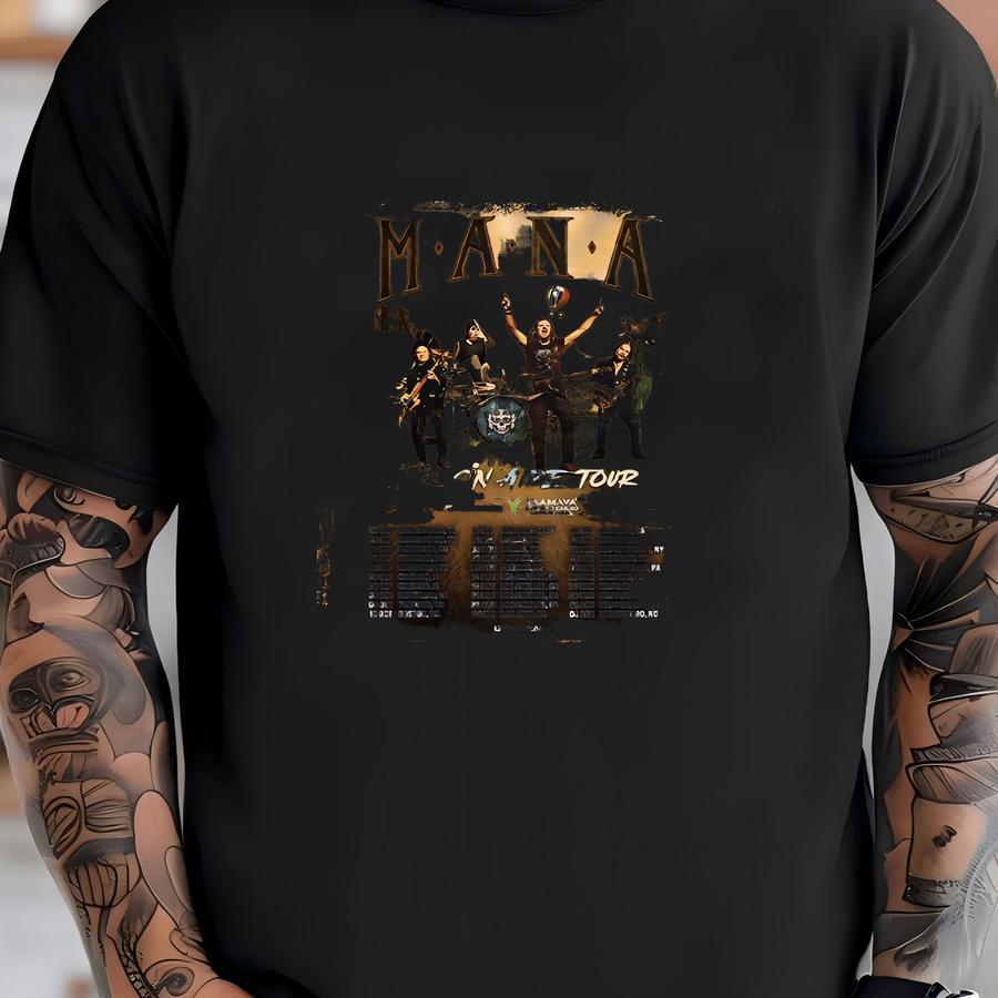 Black Latin Rock Tour Shirt 2025, Vivir Sin Aire Usa Dates Tee, Front Back Concert T‑shirt T-shirt