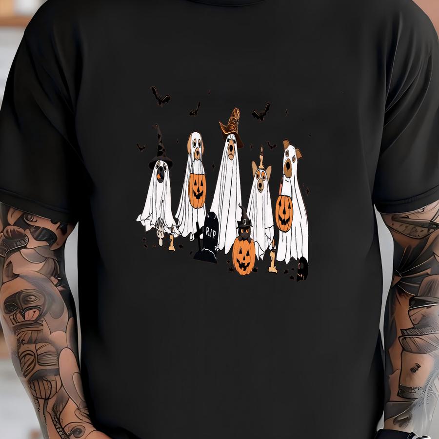 ® Cute Ghost Dogs Halloween Hoodie, Halloween Ghost Dog Mom Shirt, Cute Girly Halloween Gift, Dog Lovers Gift T-shirt