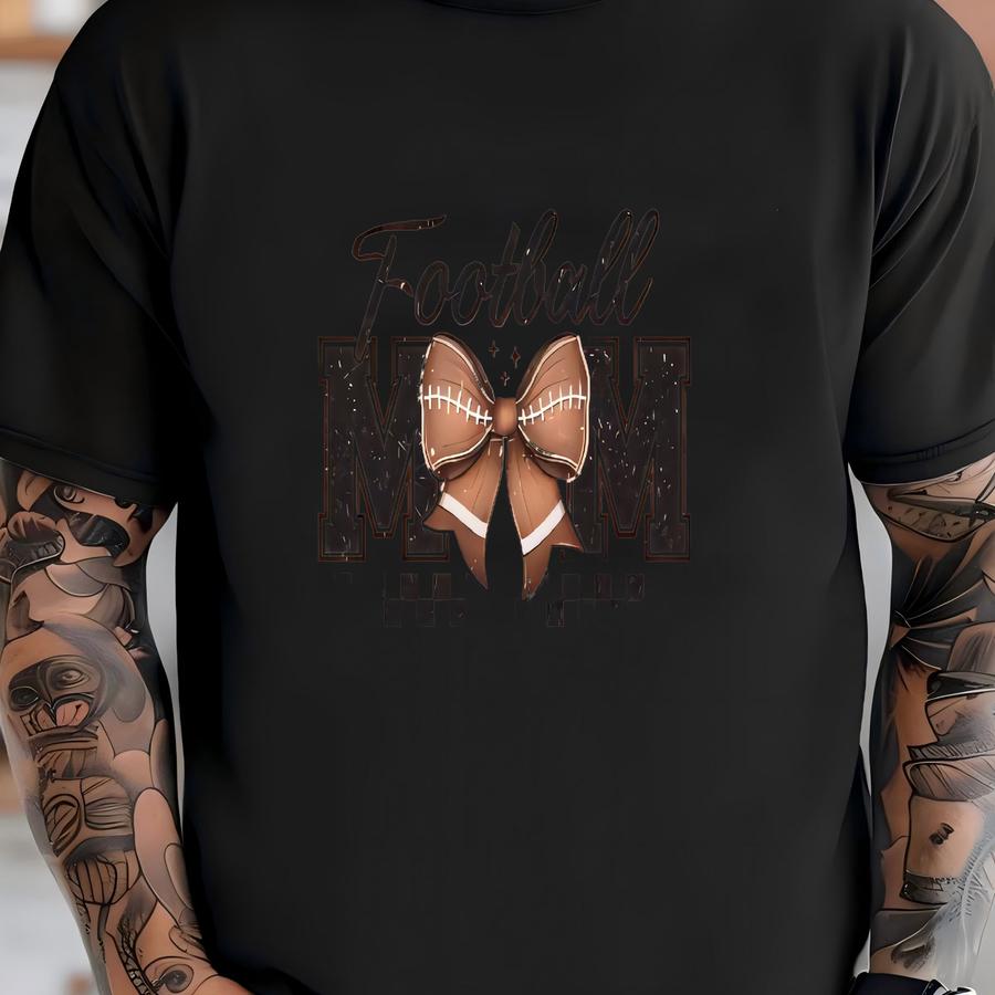 Cute Football Mom Sweatshirt With Bow, Football Season Mom Shirt, Gift For Football Mom, Cheer Mama Shirt, Football Lover Hoodie T-shirt