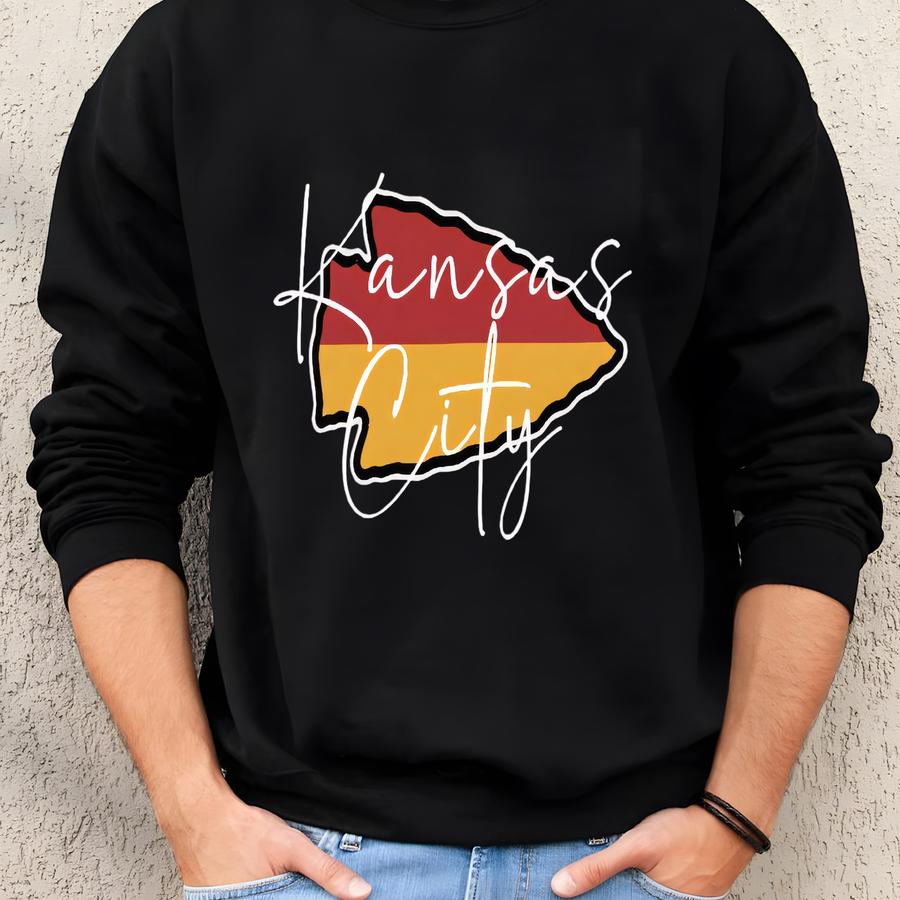 Arrowhead Kansas City Football Unisex Crewneck Sweatshirt, Love Kansas City, Kansas City Football Fan, Kc Spirit Wear, Sunday Football Sweatshirt