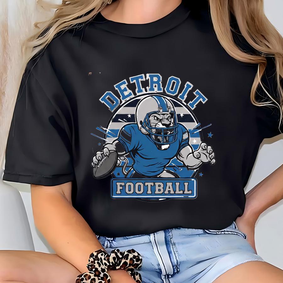 Detroit Football Png, Lion Mascot Png, Lion Themed Fan Printable, Lion Football Decor, Football Shirt Idea, Detroit Game Day Gear T-shirt