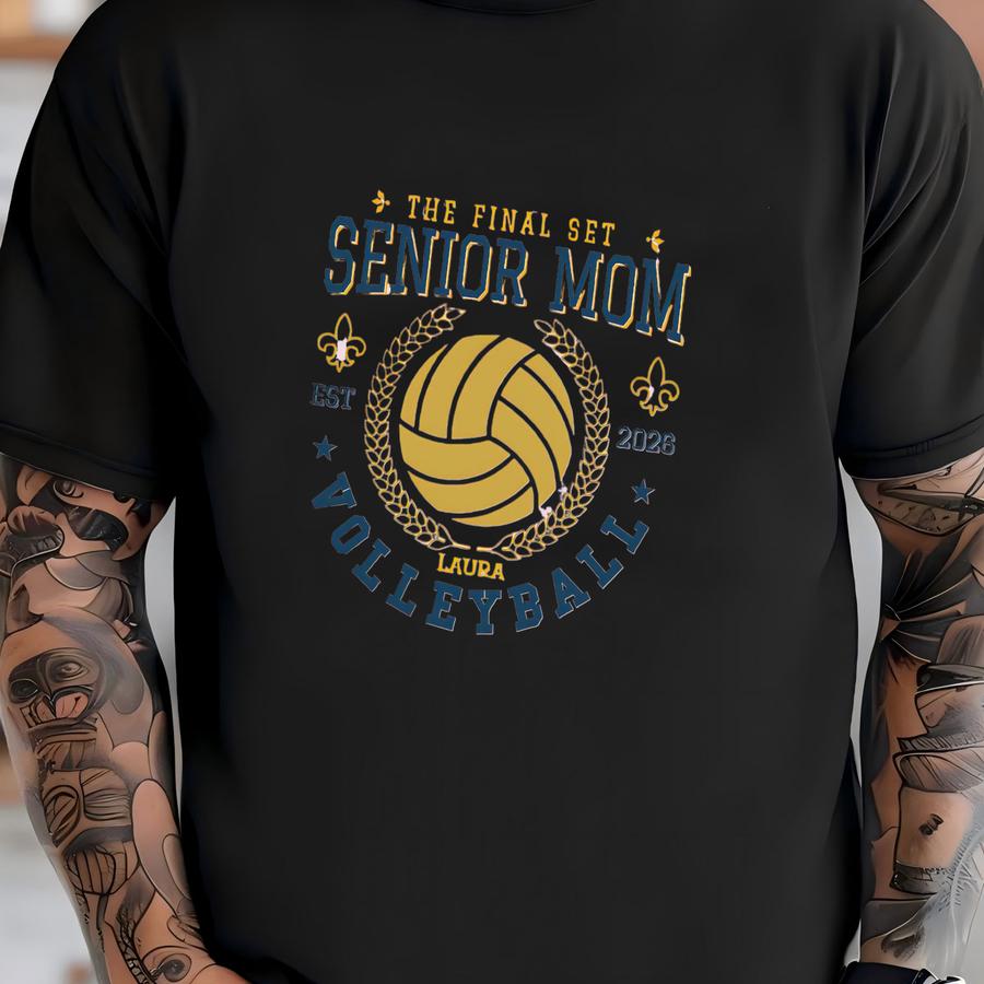 Custom Senior Mom Volleyball Personalized Name Year Sweatshirt, Senior Mom, Volleyball Aunt, Game Day, Senior Cheer Mom 2026, Christmas T-shirt