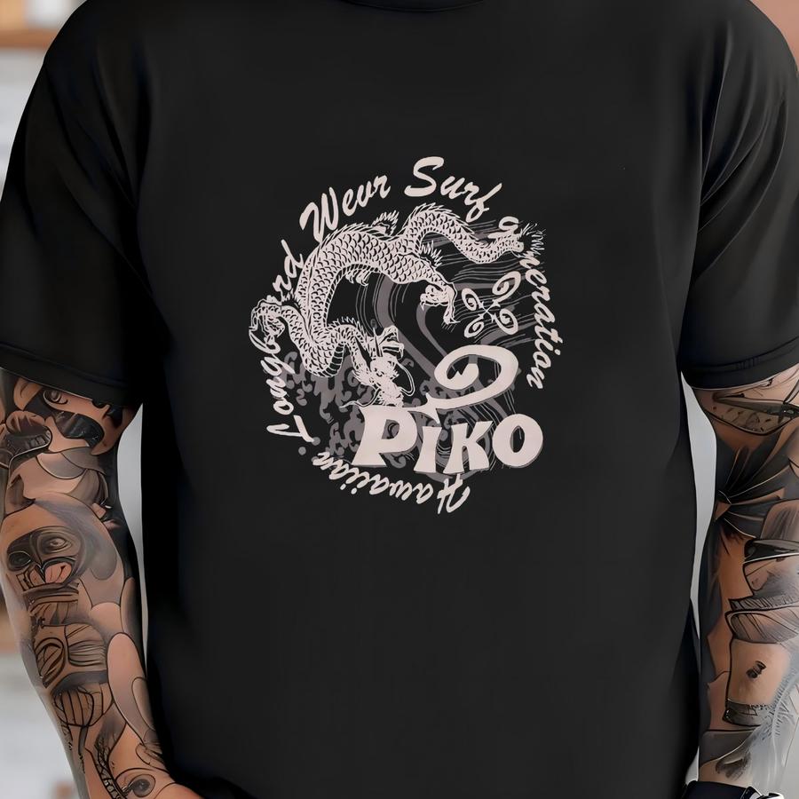 Vintage Piko Surf Sweatshirt Large Vintage Piko Hawaiian Longboard Sweater Jumper Crewneck Inspired Dragon Graphic, Medium, Size M T-shirt