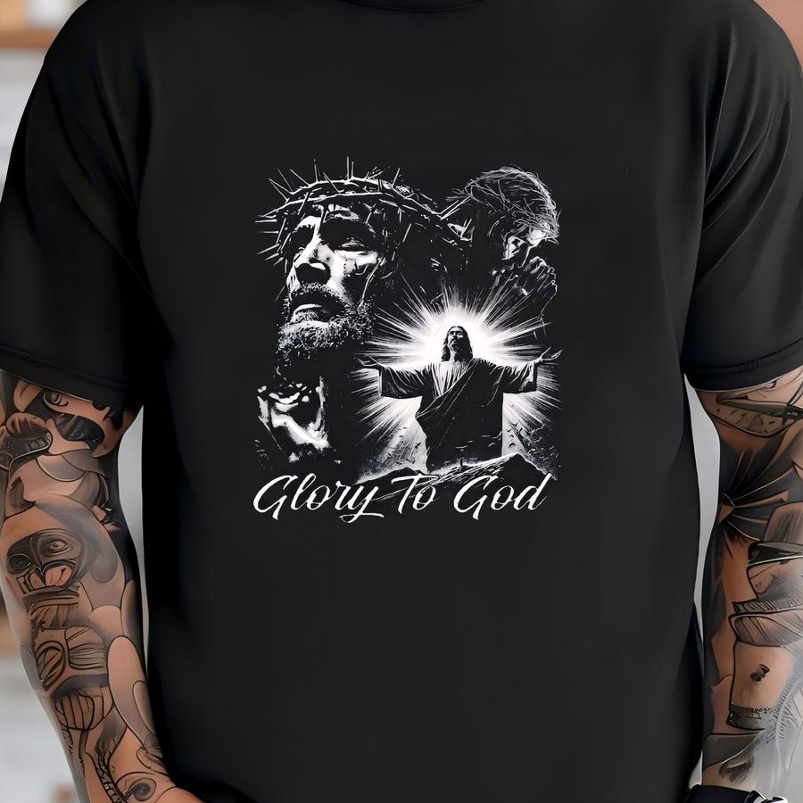 Vintage 90s Glory To God Jesus Shirt Homage Retro Classic Graphic Tee Bootleg Bestseller Unisex Music Sweatshirt Gift T-shirt